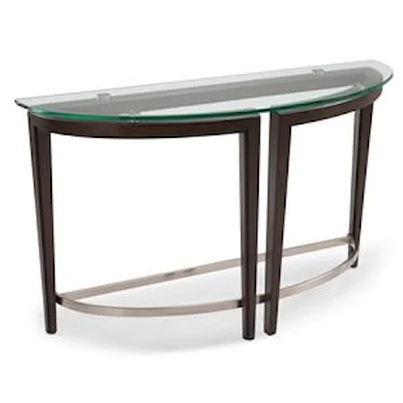 Contemporary Wood and Glass Demilune Sofa Table